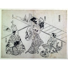 Okumura Masanobu, 奥村政信 (Okumura Masanobu 奥村 政信)创作的日本版画《Sambaso Dance in a Brothel (Ageya Sanbaso)》