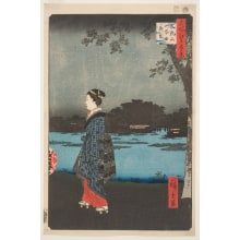 Japanese Print "Night View of Matsuchiyama and the San’ya Canal" by Utagawa Hiroshige, 歌川広重 (Utagawa Hiroshige I 歌川 広重)