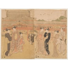 Estampe japonaise "Scene In Yedo" par Utagawa Toyokuni I, 歌川豊国 (Utagawa Toyokuni I 歌川 豊国)
