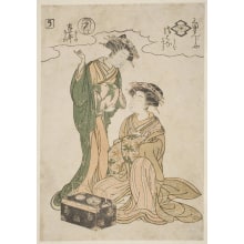 Japanese Print "Two Yoshiwara Beauties" by Isoda Koryusai, 磯田湖龍齋 (Isoda Koryūsai 磯田 湖龍齋)