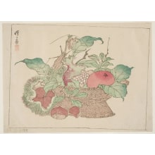 Estampe japonaise "Pomegranates, Chestnuts And A Mantis" par Kawanabe Kyosai, 河鍋暁斎 (Kawanabe Kyosai)