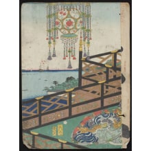 Estampe japonaise "Coast with Veranda" par Utagawa Kunisada, 歌川国貞 (Utagawa Kunisada I 歌川 国貞, Utagawa Hiroshige I 歌川 広重)