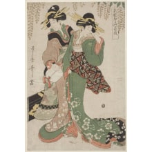 Japanese Print "Two Geisha Of The Fukagawa District Of Edo" by Kitagawa Utamaro II 二代 喜多川 歌麿