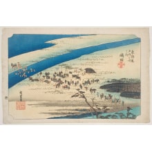 Japanese Print "Shimada: View of the Wide Bed" by Utagawa Hiroshige, 歌川広重 (Utagawa Hiroshige I 歌川 広重)