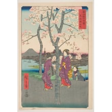 Japanese Print "The Sumida River Embankment in the Eastern Capital (Tōto Sumidazutsumi)" by Utagawa Hiroshige, 歌川広重 (Utagawa Hiroshige I 歌川 広重)
