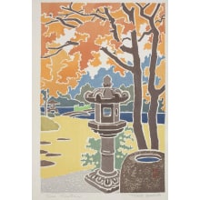 Yoshida Toshi, 吉田遠志 (Toshi Yoshida)创作的日本版画《Two Lanterns》