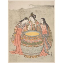 Suzuki Harunobu, 鈴木春信 (Suzuki Harunobu 鈴木 春信)による浮世絵「Three Women Sake Tasters.」