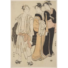 Estampe japonaise "An Actor and Two Women" par Katsukawa Shuncho, 勝川春潮 (Katsukawa Shunchō 勝川 春潮)