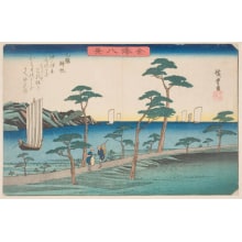 Japanese Print "Returning Sailboats at Otomo" by Utagawa Hiroshige, 歌川広重 (Utagawa Hiroshige I 歌川 広重)