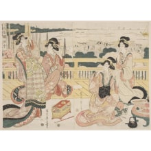 Japanischer Druck "Furyu Nan-Eki Shiohigari" von Kikugawa Eizan, 菊川英山 (Kikukawa Eizan 菊川 英山)