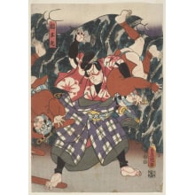 Estampe japonaise "Umeo Overcoming his enemies" par Utagawa Toyokuni I, 歌川豊国 (Utagawa Toyokuni I 歌川 豊国)