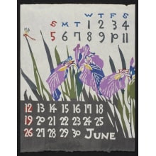 Estampe japonaise "June, 1977 – Iris and Dragonfly" par Takeshi Nishijima