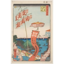 Estampe japonaise "Kanasugi Bridge and Shibaura (Kanasugibashi Shibaura)" par Utagawa Hiroshige, 歌川広重 (Utagawa Hiroshige I 歌川 広重)