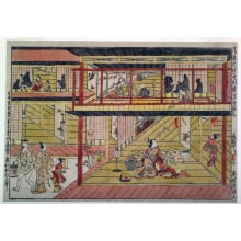 Japanese Print "An Original Perspective Print: The Brazier of Elegance and the Bell of Damnation (Fūga hibachi muken no kane uki-e kongen)" by Okumura Masanobu, 奥村政信 (Okumura Masanobu 奥村 政信)