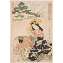 Estampe japonaise "Karasaki Yoru No Ame" par Kikugawa Eizan, 菊川英山 (Kikukawa Eizan 菊川 英山)