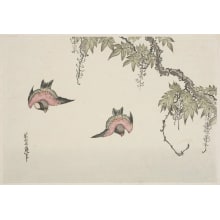 Estampe japonaise "Wisteria Flowers and Sparrows (fujibana ni suzume)" par Unknown, 無款