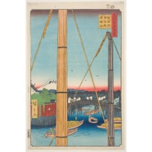 Estampe japonaise "Inari Bridge and Minato Shrine at Teppōzu (Teppōzu Inaribashi Minato Jinja)" par Utagawa Hiroshige, 歌川広重 (Utagawa Hiroshige I 歌川 広重)
