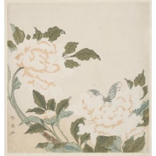 Japanese Print "Botan Hana Ni Chocho" by Katsukawa Shunsen, 勝川春扇 (Katsukawa Shunsen 勝川 春扇)