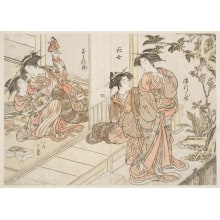 Japanese Print "Four Young Women Of Maruebi-Ya" by Kitao Shigemasa, 北尾重政 (Kitao Shigemasa 北尾 重政, Katsukawa Shunshō 勝川 春章)
