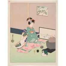 Estampe japonaise "Tea Ceremony" par Hasegawa Sadanobu III, 代長谷川貞信〈3〉 (Hasegawa Sadanobu III)