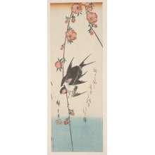 Estampe japonaise "Peach Blossoms and Swallows" par Utagawa Hiroshige, 歌川広重 (Utagawa Hiroshige I 歌川 広重)