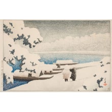 Estampe japonaise "Amanohashidate in Snow (Yuki no hashidate)" par Kawase Hasui, 川瀬巴水 (Kawase Hasui)