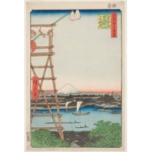 Japanese Print "Ryōgoku Ekōin and Moto-Yanagibashi Bridge" by Utagawa Hiroshige, 歌川広重 (Utagawa Hiroshige I 歌川 広重)