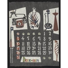 Estampe japonaise "December - Calendar 1972" par Takeshi Nishijima