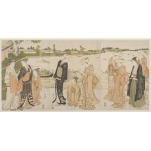 Japanischer Druck "Promenaders on the River Bank" von Katsukawa Shunzan, 勝川春山 (Katsukawa Shunzan)