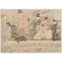 Estampe japonaise "Cooling Off In The Evening On The Tamagawa" par Utagawa Toyokuni I, 歌川豊国 (Utagawa Toyokuni I 歌川 豊国)