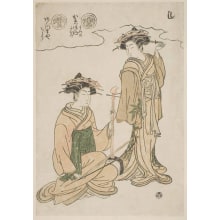 Japanese Print "Two Yoshiwara Beauties" by Isoda Koryusai, 磯田湖龍齋 (Isoda Koryūsai 磯田 湖龍齋)
