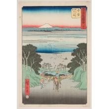 Estampe japonaise "Kanaya: Oi River From the Road" par Utagawa Hiroshige, 歌川広重 (Utagawa Hiroshige I 歌川 広重)