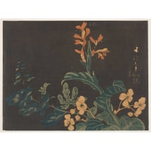 Japanese Print "Begonias And Two Other Flowers" by Fuminobu