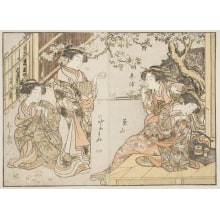 Japanese Print "Four Young Women Of Asahimaru-Ya" by Kitao Shigemasa, 北尾重政 (Kitao Shigemasa 北尾 重政, Katsukawa Shunshō 勝川 春章)
