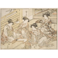 Japanese Print "Four Young Women of Matsuba-ya" by Kitao Shigemasa, 北尾重政 (Kitao Shigemasa 北尾 重政, Katsukawa Shunshō 勝川 春章)