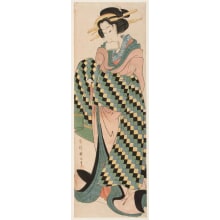 Estampe japonaise "Geisha Tying her Sash" par Kikugawa Eizan, 菊川英山 (Kikukawa Eizan 菊川 英山)