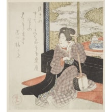 Estampe japonaise "A Geisha Holding A Samisen" par Utagawa Kunimasa, 歌川国政 (Utagawa Kunimasa I 歌川 国政)