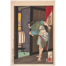 Tsukioka Yoshitoshi, 月岡芳年 (Tsukioka Yoshitoshi 月岡 芳年)による浮世絵「Endō Morito Approaches Kesa Gozen's Bedroom」