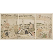 Japanese Print "Fishing Boats with Nets on the Sumida River" by Kitagawa Utamaro, 喜多川歌麿 (Kitagawa Utamaro I 喜多川 歌麿)