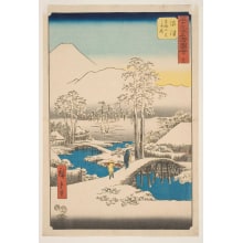 Estampe japonaise "Numazu: Mt. Fuji and Mt. Ashigara after snowfall" par Utagawa Hiroshige, 歌川広重 (Utagawa Hiroshige I 歌川 広重)