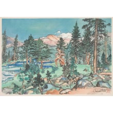 Estampe japonaise "Clouds (Upper Lyell Trail Along Lyell Fork, Sierra)" par Chiura Obata