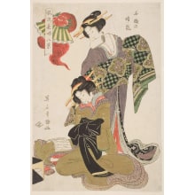 Estampe japonaise "The Stone Bridge Dance in Clearing Weather" par Kikugawa Eizan, 菊川英山 (Kikukawa Eizan 菊川 英山)