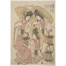 Estampe japonaise "Three Niwaka Performers" par Kitagawa Utamaro, 喜多川歌麿 (Kitagawa Utamaro I 喜多川 歌麿)
