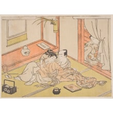 Japanischer Druck "Looking In At Them" von Suzuki Harunobu, 鈴木春信 (Suzuki Harunobu 鈴木 春信)