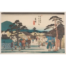 Japanischer Druck "A View of the Village of Bamba" von Utagawa Hiroshige, 歌川広重 (Utagawa Hiroshige I 歌川 広重)