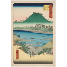 Estampe japonaise "No. 16, Kanbara: View of the Fuji River from Iwabuchi Hill (Iwabuchi no oka yori Fujikawa chōbō)" par Utagawa Hiroshige, 歌川広重 (Utagawa Hiroshige I 歌川 広重)