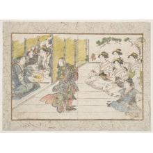 Estampe japonaise "Women Celebrating Choyo" par Katsukawa Shuncho, 勝川春潮 (Katsukawa Shunchō 勝川 春潮)