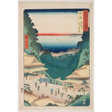 Estampe japonaise "Province of Ise: Tea-Houses on the Road over the Asakumayama Pass" par Utagawa Hiroshige, 歌川広重 (Utagawa Hiroshige I 歌川 広重)