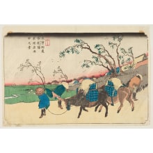 Japanischer Druck "Katsukake Post Station and the Hiratsuka Plain seen through a Summer Shower" von Keisai Eisen, 渓斉英泉 (Keisai Eisen 渓斉 英泉)