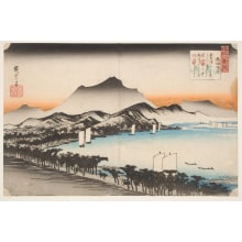Estampe japonaise "The Sunset Sky at Awazu" par Utagawa Hiroshige, 歌川広重 (Utagawa Hiroshige I 歌川 広重)